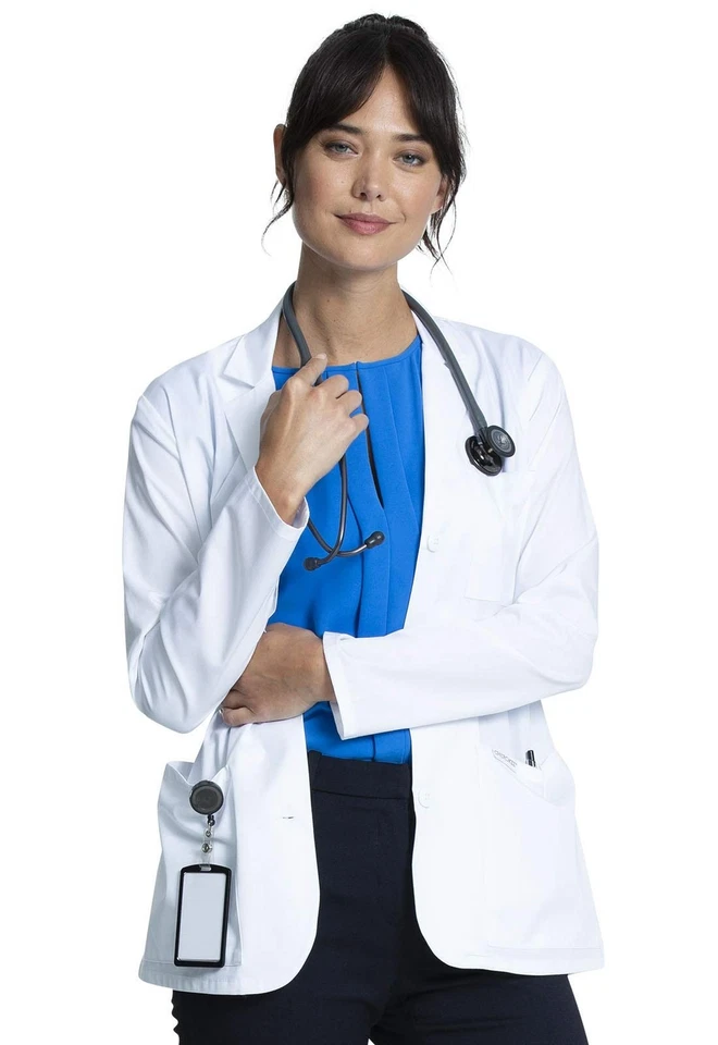 Cherokee Women Scrubs Lab Coat 28'' Consultation CK451 Small White