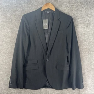 Armani Exchange Men’s Black One-Button Blazer Jacket Striped 36 Regular NEW - Picture 1 of 13