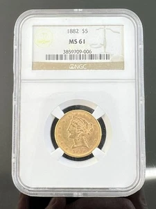 1882 $5 Gold Liberty Head MS61 NGC - Picture 1 of 5