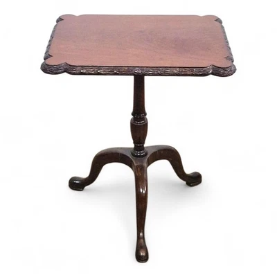 Antique carved mahogany pedestal wine table - side occasional table - Image 1 of 4