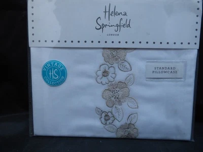 BEDECK. Helena Springfield Range. Standard Embossed Pillow Case. Floral on Fawn - Image 1 of 4