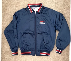 Vintage America Rides Monroe USA Navy Satin Baseball Jacke XL Neu USA - Bild 1 von 6