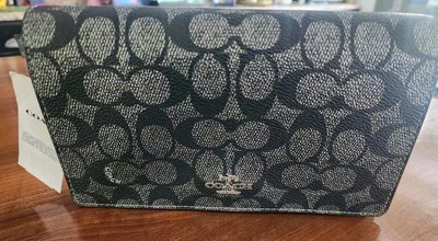 Coach Anna Foldover Clutch Crossbody Signature - Silver Gunmetal CX593 - Image 1 of 4