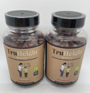 2 pk TruHeight Gummies Height Growth 60/bottle Watermelon NEW SEALED Exp 5/2025
