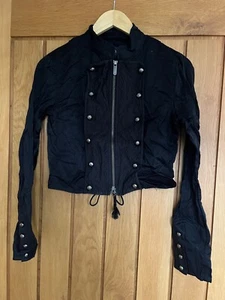 AX Armani Exchange Jacket Full Zip Black M Medium Military Drummer Gothic Fit 10 - Picture 1 of 7