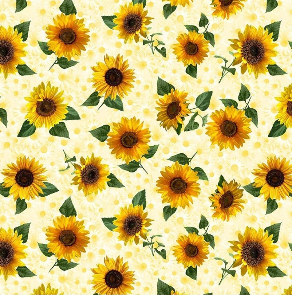 Timeless Treasures Consejos de una tela floral amarilla girasol por yarda Foto 1 de 1