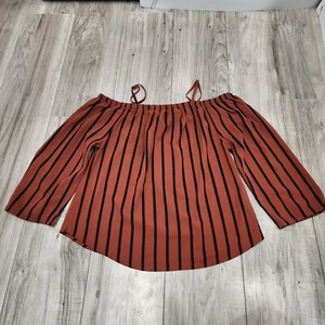 Blush Off Shoulder Blouse Striped Woman's Size L - Picture 1 of 8