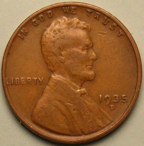 1935 D - Lincoln Wheat Penny - G/VG Cover