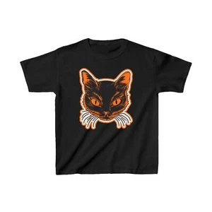Cat Halloween T-shirt Boys Girls Color Choices Creepy Cat Kids Heavy Cotton™ Tee - Picture 1 of 41