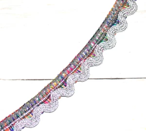 27mm metallic silver multi ricrac BRAID embroidered ribbon applique trimming - Picture 1 of 1