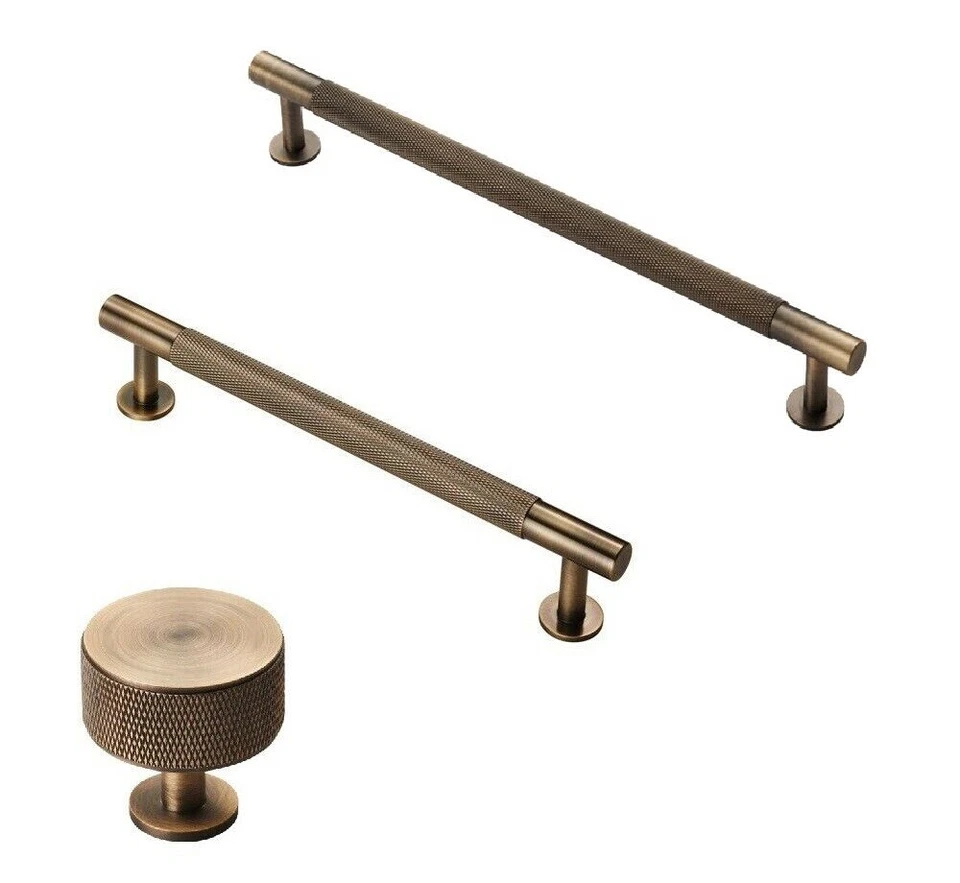 Carlisle Brass KNURLED Cabinet Handles T Bar & Cupboard Knob in ANTIQUE BRASS - Image 1 of 1