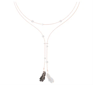 Swarovski NAUGHTY NECKLACE Double Wrap Feather, Rose Gold -5495290 New - Picture 1 of 4