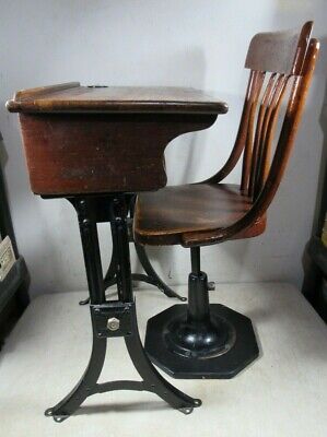 Vintage/Antique Heywood Eclipse Grammar School Children's Desk & Chair Set • 639.81$