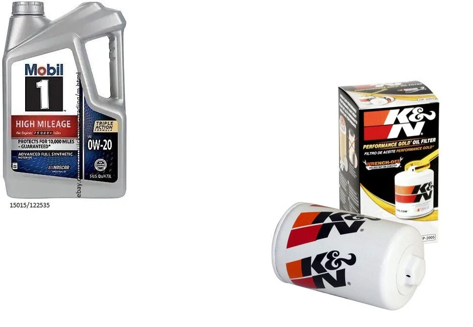 Mobil1 0W20 Full Syn. Aceite de motor H/M - 5 cuartos de galón con filtro de aceite de motor K&N HP-2005 Foto 1 de 1