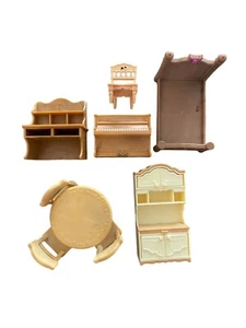 Calico Critters Dollhouse Furniture Lot Kitchen Bedroom Living Room Piano Hutch - Picture 1 of 7