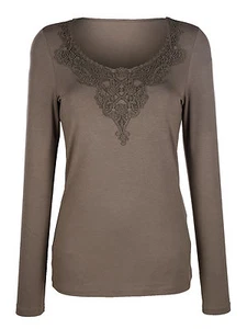 Together SHIRT TAUPE MIT DEKO-SPITZE GR. 42, GR. 44 GR. 46 GR. 48 0617834242 - Picture 1 of 4