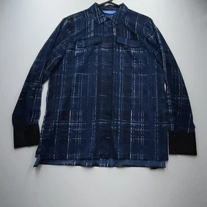 Simply Vera Wang Shirt Women’s XL Long Sleeve Top Abstract Blouse Thin Button Up - Picture 1 of 7