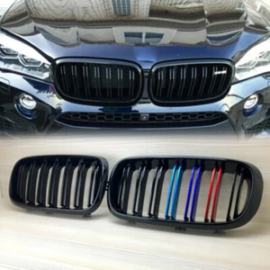 Gloss Black Front Hood Kidney Grille Grill For BMW F15 F16 X5 X6 2014-2018 1PAIR - Foto 1 di 8