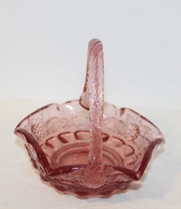 Cesto/modello uva in vetro depressione Westmoreland rosa vintage - Foto 1 di 5