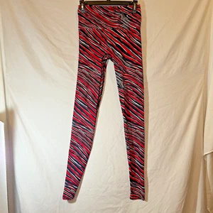 K-Deer Leggings Donna Grandi Rosso/Nero/Bianco Righe Vita Alta Elasticizzato - Foto 1 di 6