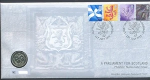 GB QEII PNC COIN COVER 1999 A SCOTTISH PARLIAMENT FOR SCOTLAND £1 COIN B/UNC - Picture 1 of 1