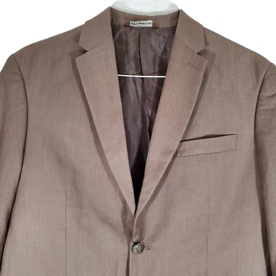Perry Ellis 42 L Men's Brown Stripe Sport Coat Blazer Two-button Classic-Fit 42L - Image 1 of 4