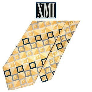 XMI Nordstrom Orange Tie - 2 Tone Blue White Diamond Checks Pattern Italy Silk   - Picture 1 of 11