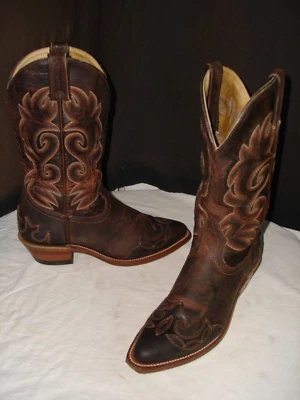 Botas de Vaquero Boulet Años 70 Marrón Para Mujer Talla Bordado 7,5C con puntera y tacón superpuestos Foto 1 de 4