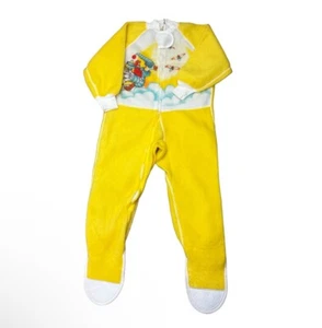 Vintage Fleece Sleepsuit Sz 5 Kids Snugabye Sleeper Yellow See Pics 80s FZ - Picture 1 of 11