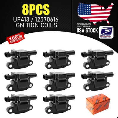 8Pcs lgnition Coil UF413 / 12570616 For Chevrolet Silverado 1500/2500 HD/3500 HD - Imagem 1 de 4