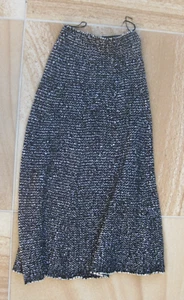 SCANLAN THEODORE tweed knit midi skirt sz S black white boucle elasticised waist - Picture 1 of 5