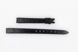 ROLEX Vintage Swiss Black Leather Watch Band Strap 9mm NOS 9/8 (B111) - Picture 1 of 2