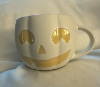 NUEVA Taza Pottery Barn White Jack O Lantern 16 OZ Halloween Otoño Foto 1 de 4