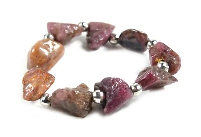 Bracciale Elasticizzato in Tormalina con Intercalari in Argento 925 Made In Itay - Immagine 1 di 2