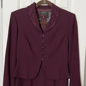 Liz Clairbone Womens Dress 2-Piece Jacket Size 8 P Petite Red Workwear - Picture 1 of 16