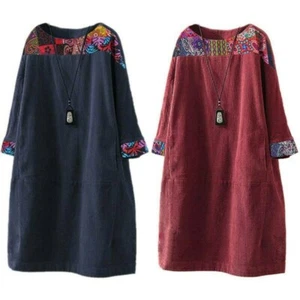 Long Tunic Tops Plus Size Casual Dress Winter Loose Womens Mini Dresses Jumper - Picture 1 of 9