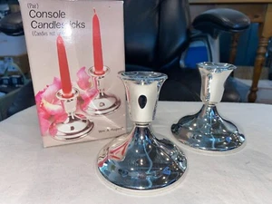 Pair Vintage Silverplate Console Candlesticks Wm. A. Rogers Oneida Silversmiths - Picture 1 of 12