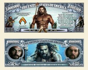 Jason Momoa Aquaman Pack of 5 Funny Money Collectible 1 Million Dollar Bills