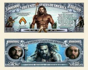 ✅ Pack of 100 DC Comics Aquaman Jason Momoa Novelty 1 Million Dollar Bills ✅ - Picture 1 of 6