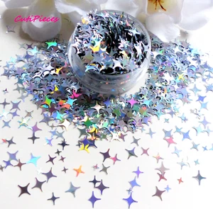 Olla de abrazadera holográfica con brillo de arte en uñas *estrella fugaz* estrellas ángel plateadas de Navidad - Imagen 1 de 4