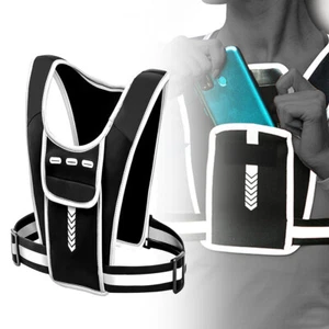 Running Vest Phone Holder Reflectiv Safety Hi Vis Accessories Cycling Outdoor - Picture 1 of 11