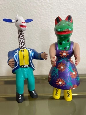 Agustin Cruz Tinoco Mexico Oaxacan Wood Carving Anthropomorphic Woman Man - Image 1 of 4