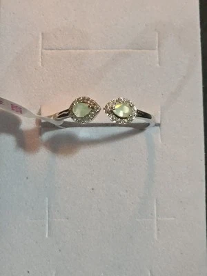 RBP 3869 The Ranata Band Lab Created Mint Green Opal Rhodium Plated Size 11 Ring - Image 1 of 3