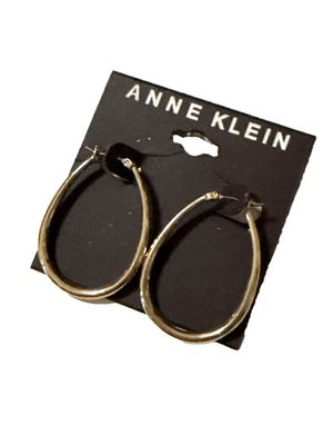 New ANNE KLEIN Gold Tone Hoop Earrings Pierced 1 1/2" - Image 1 of 4