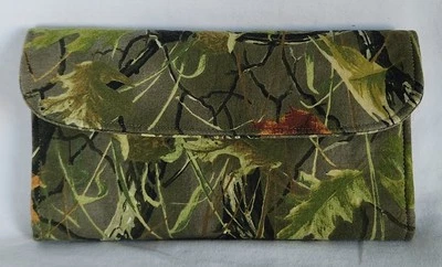 Handmade Washable Textile Fabric Snap Envelope Wallet in Camouflage Print - Image 1 of 4