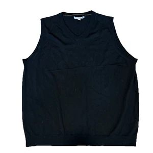 Nordstrom Mens 100% Merino Wool Sweater Vest XXL Black Extra Fine V Neck - Picture 1 of 7