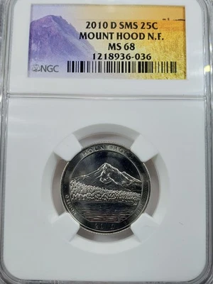 2010 D SMS Mount Hood NP Quarter 25c NGC MS68 - Image 1 of 4
