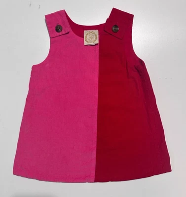 The Beaufort Bonnet Company Katie Anne Pink Red Corduroy Jumper Dress Sz 3T - Image 1 of 4