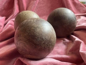 3x Antique Bowling Balls Victoria Bowls Skittles? Lignum Vitae Very Heavy - Picture 1 of 10