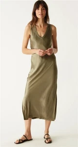 NWOT Michael Stars S Randi Satin Midi Dress Green 127173 - Picture 1 of 4